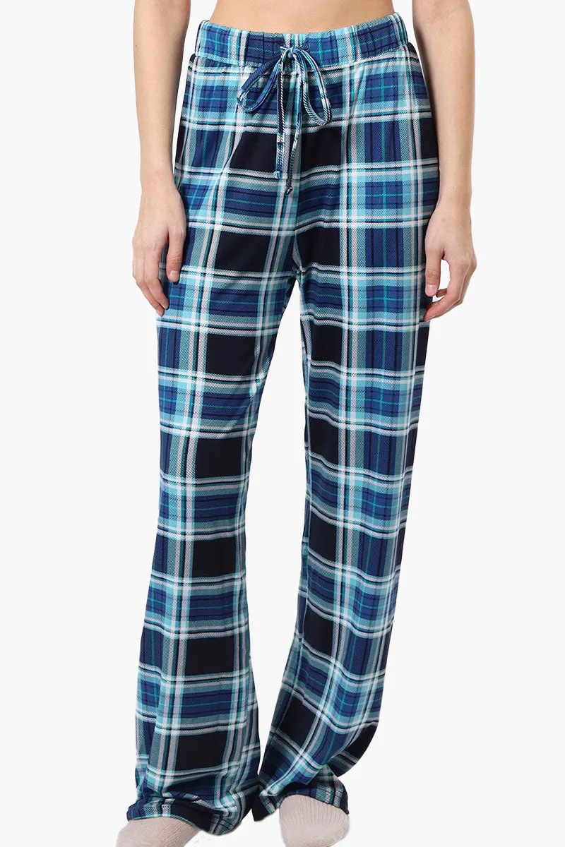Canada Weather Gear Plaid Wide Leg Pajama Pants - Navy sold by Fairweather