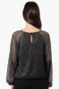 Limite Sheer Sleeve Lurex Keyhole Blouse - Black sold by Fairweather