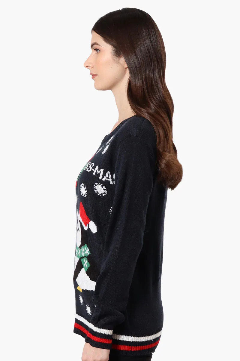 Ugly Christmas Sweater Merry Kiss-Mas Knit Christmas Sweater - Navy sold by Fairweather product image thumbnail 2