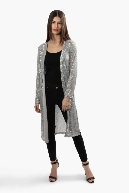 Limite Sequin Open Wrap Cardigan - Grey sold by Fairweather