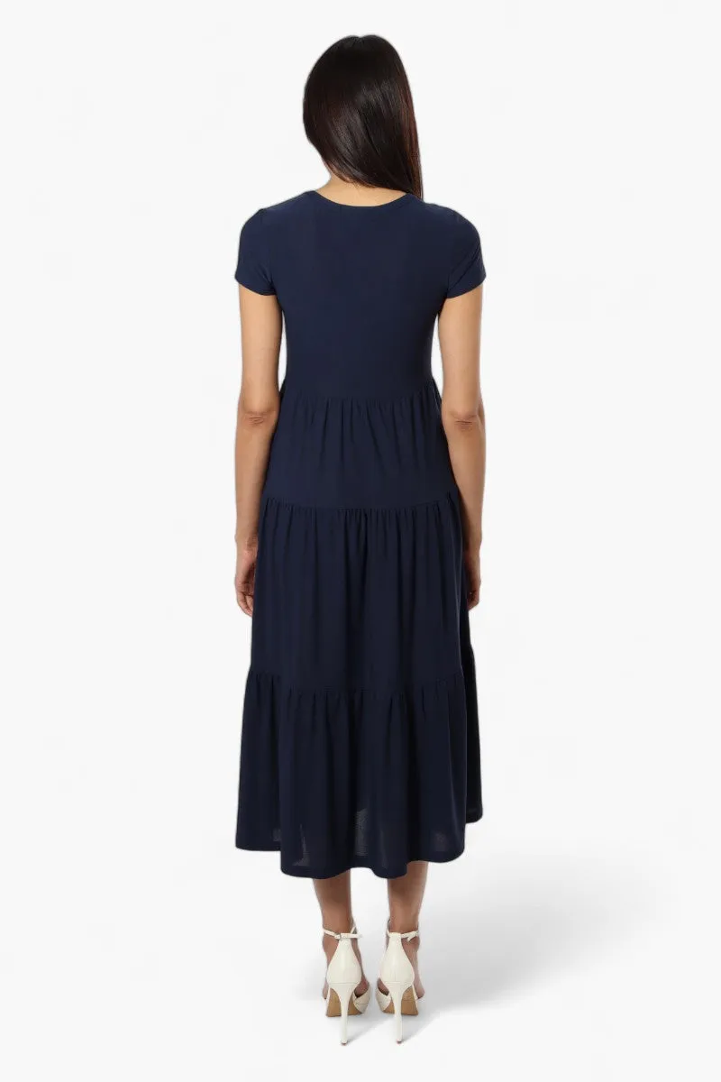 Majora Solid Cap Sleeve Tiered Maxi Dress - Navy sold by Fairweather product image thumbnail 4