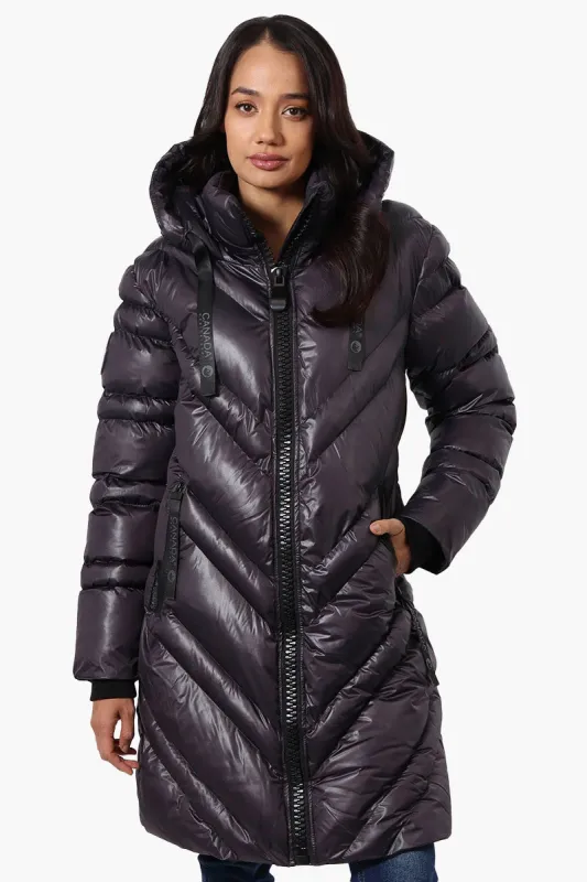 Canada Weather Gear Long Chevron Quilted Parka Jacket - Black sold by Fairweather