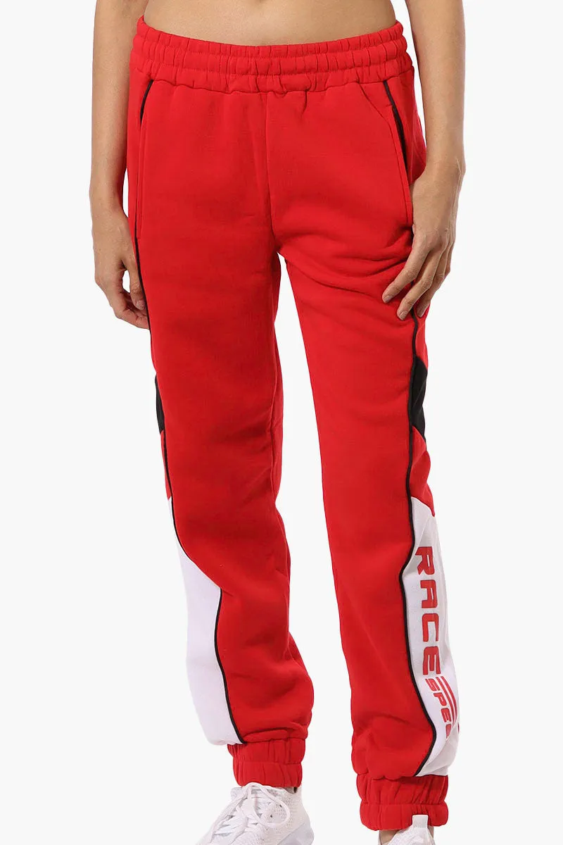 New Look Race Side Print Fleece Joggers - Red sold by Fairweather