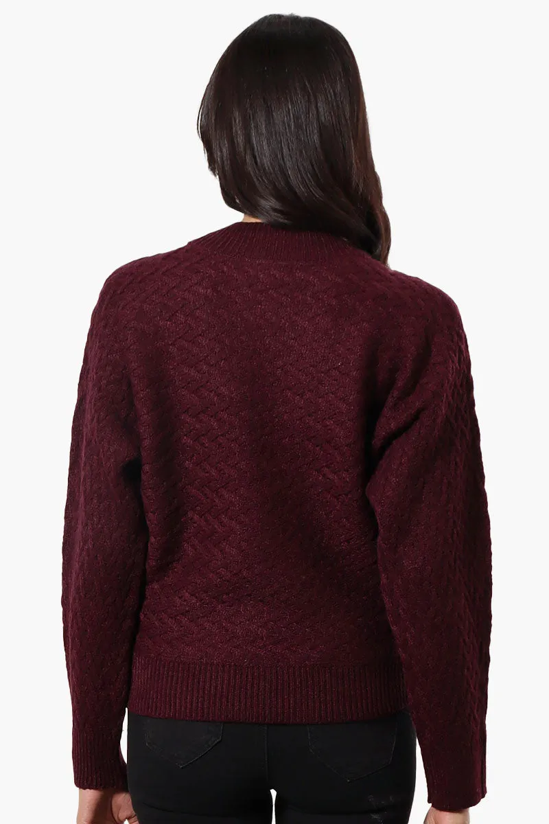 Beechers Brook Cable Knit Mock Neck Pullover Sweater - Burgundy sold by Fairweather product image thumbnail 3