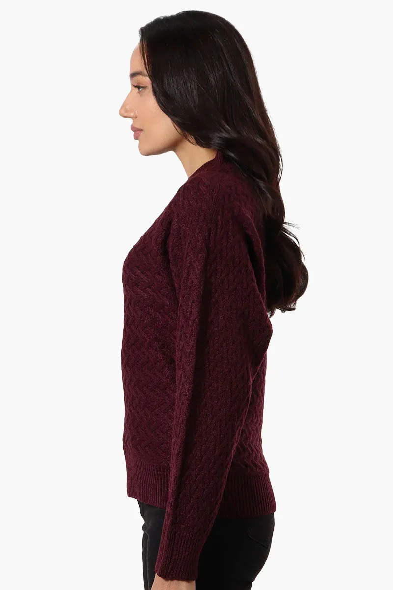 Beechers Brook Cable Knit Mock Neck Pullover Sweater - Burgundy sold by Fairweather product image thumbnail 2