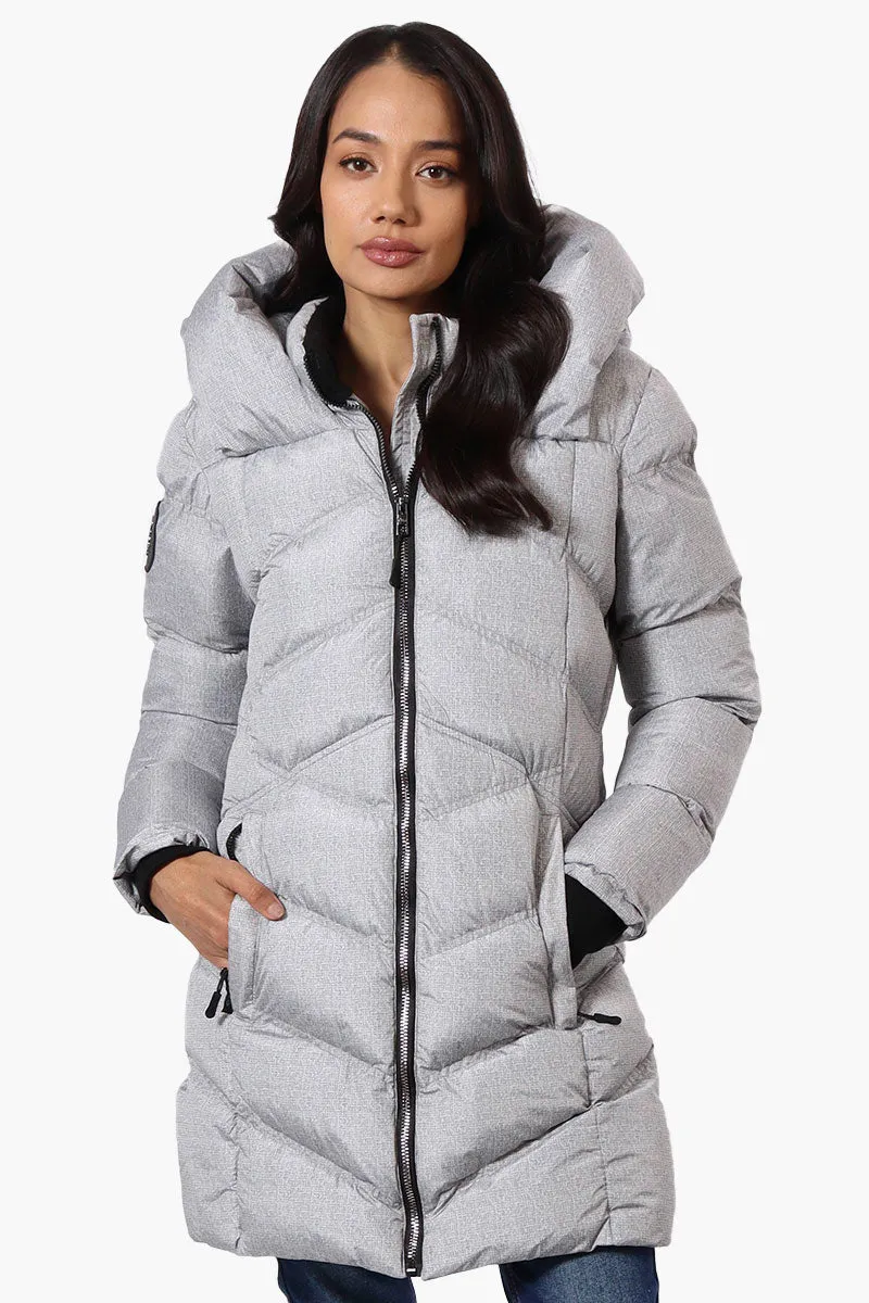Canada Weather Gear Chevron Quilted Puffer Parka Jacket - Grey sold by Fairweather