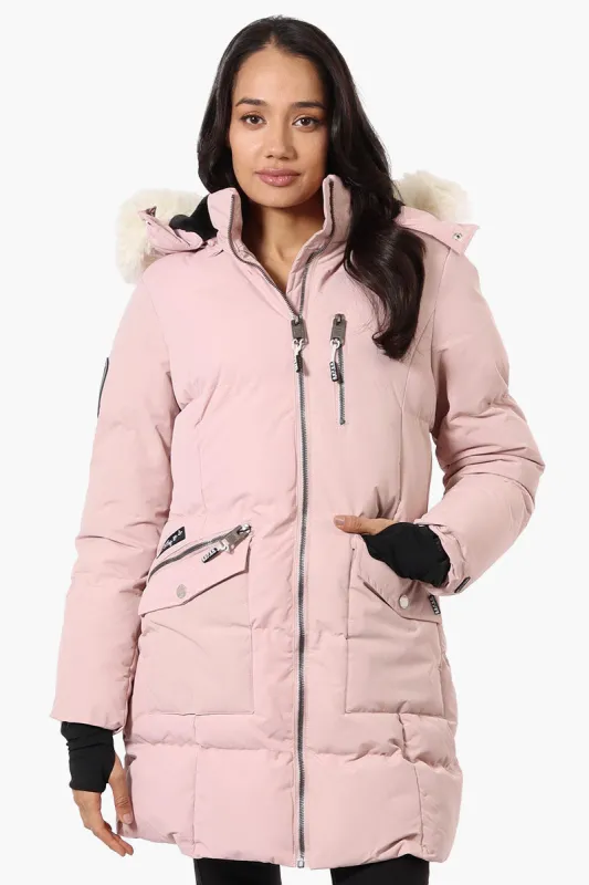 Super Triple Goose Faux Fur Thumb Hole Parka Jacket - Pink sold by Fairweather