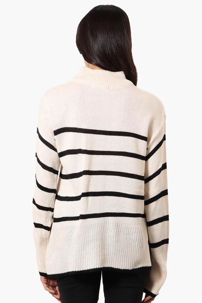 Beechers Brook Striped Side Slit Pullover Sweater - Cream sold by Fairweather product image thumbnail 3