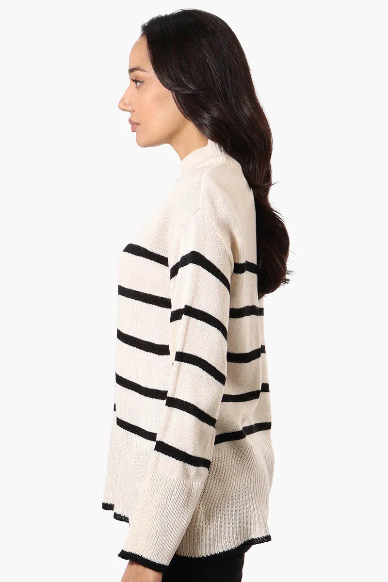 Beechers Brook Striped Side Slit Pullover Sweater - Cream sold by Fairweather product image thumbnail 2