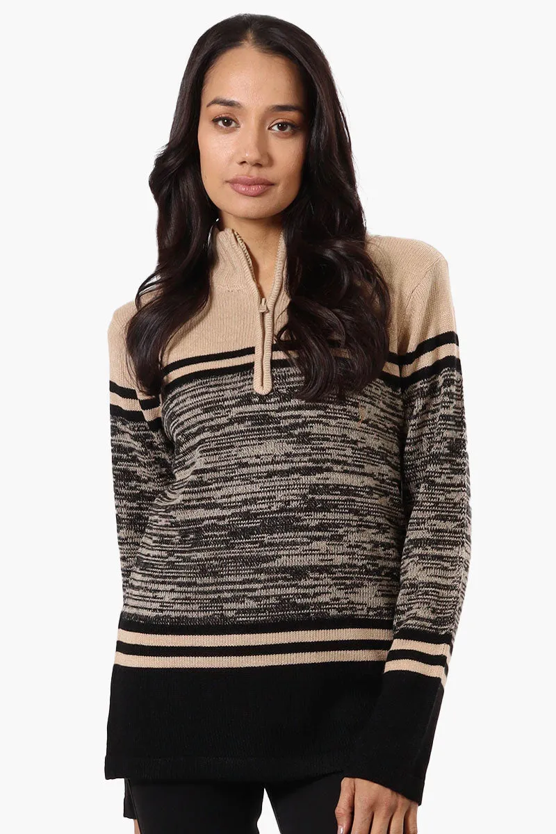 Canada Weather Gear Patterned 1/4 Zip Pullover Sweater - Camel sold by Fairweather