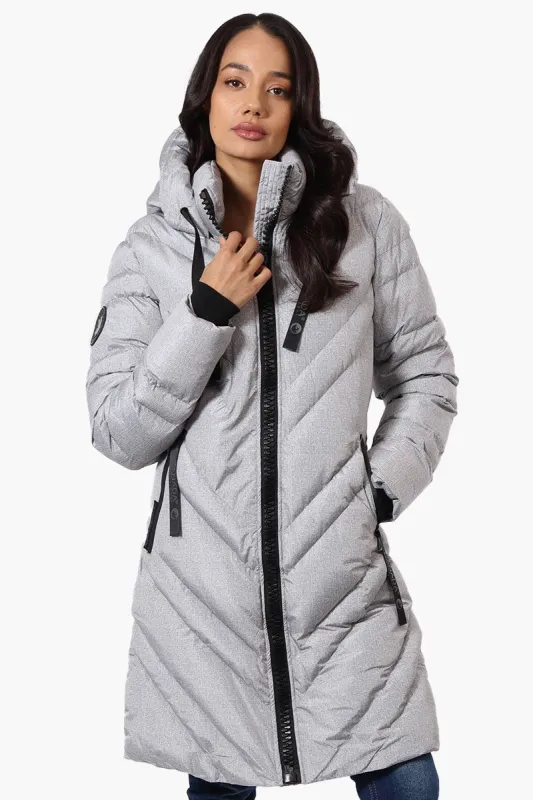 Canada Weather Gear Long Chevron Quilted Parka Jacket - Grey sold by Fairweather