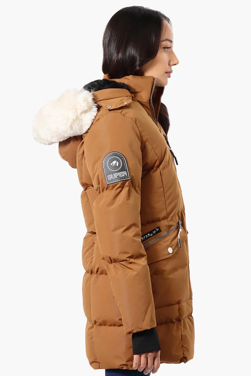 Super Triple Goose Faux Fur Thumb Hole Parka Jacket - Brown sold by Fairweather product image thumbnail 2