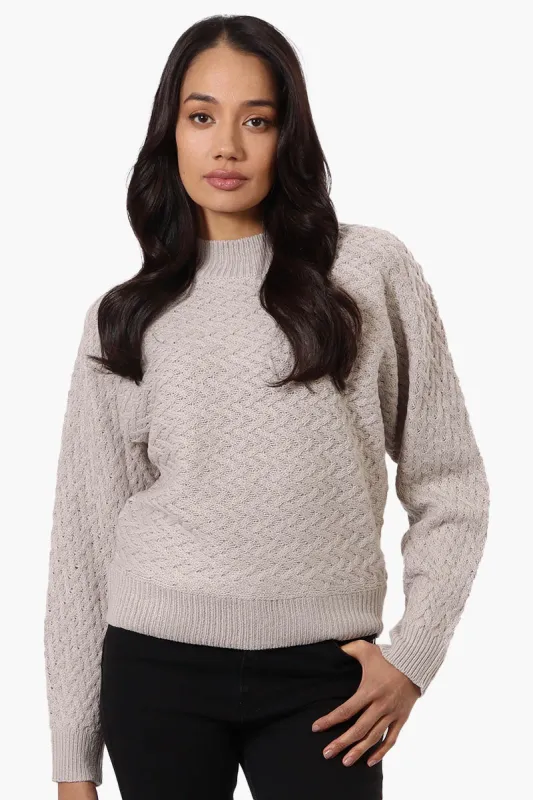 Beechers Brook Cable Knit Mock Neck Pullover Sweater - Stone sold by Fairweather