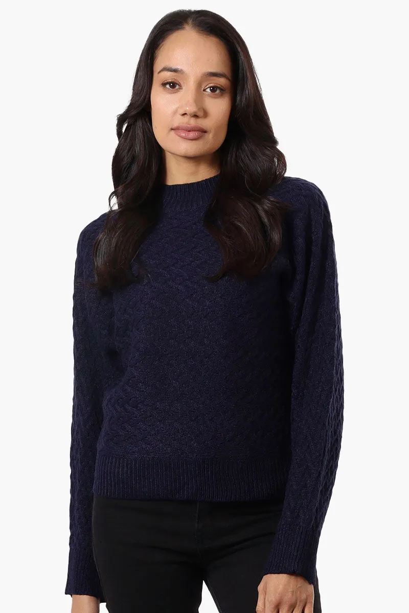 Beechers Brook Cable Knit Mock Neck Pullover Sweater - Navy sold by Fairweather