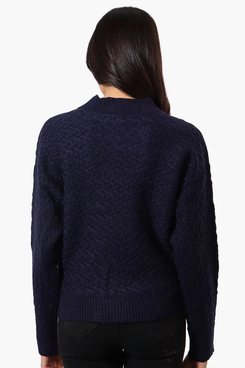 Beechers Brook Cable Knit Mock Neck Pullover Sweater - Navy sold by Fairweather product image thumbnail 3