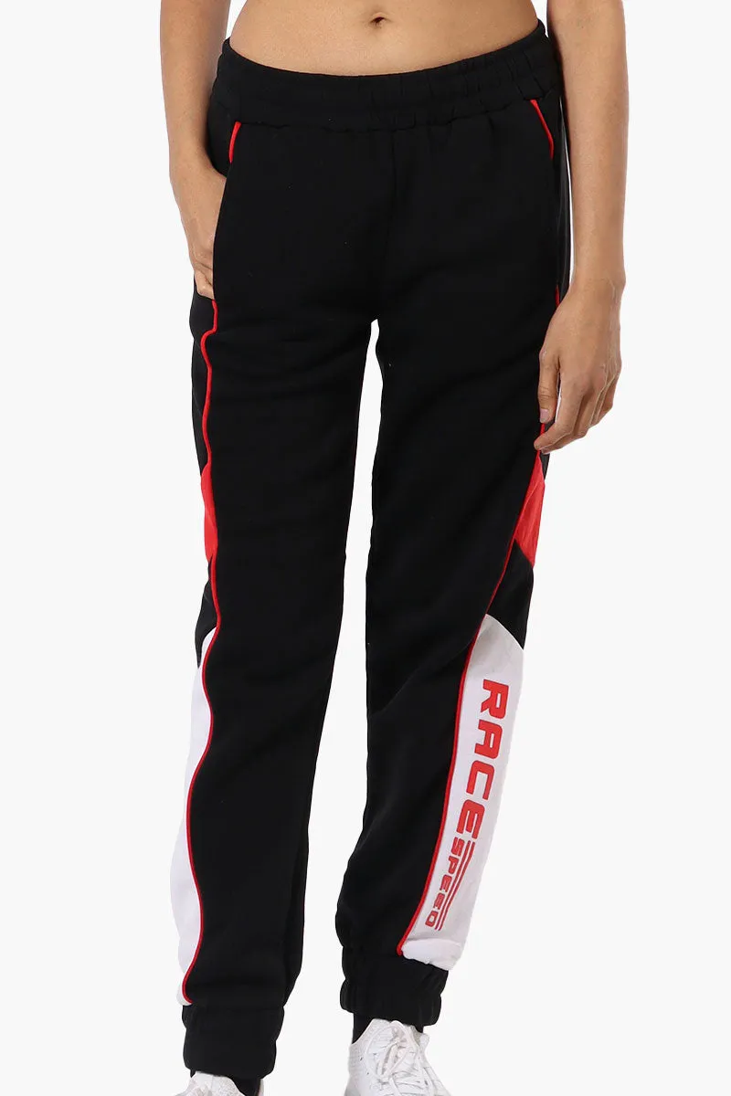 New Look Race Side Print Fleece Joggers - Black sold by Fairweather