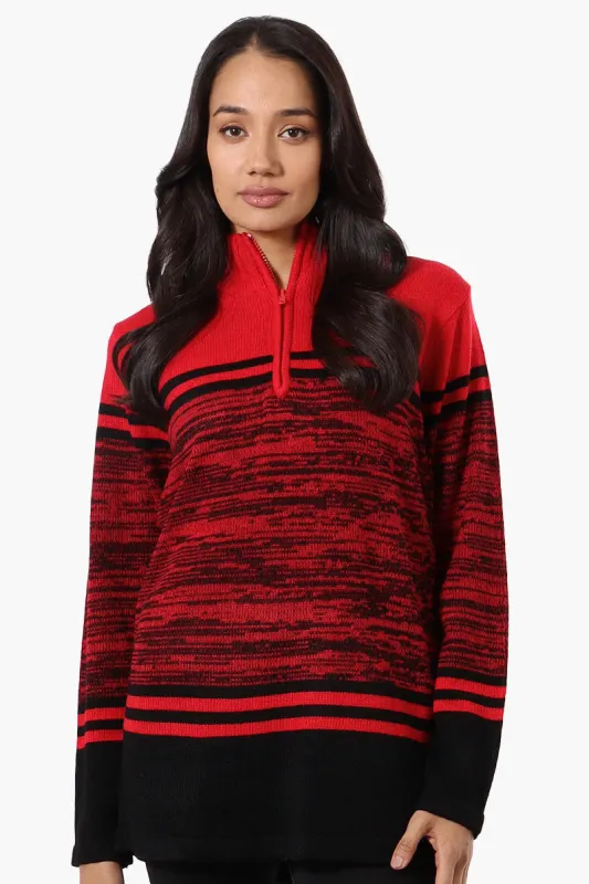 Canada Weather Gear Patterned 1/4 Zip Pullover Sweater - Red sold by Fairweather