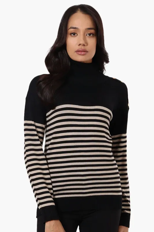 International INC Company Striped Turtleneck Pullover Sweater - Beige sold by Fairweather