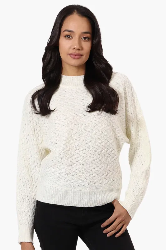 Beechers Brook Cable Knit Mock Neck Pullover Sweater - Cream sold by Fairweather