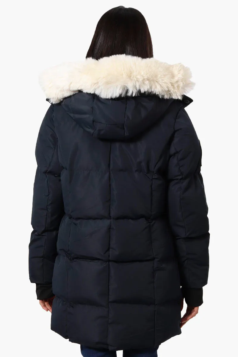 Super Triple Goose Faux Fur Thumb Hole Parka Jacket - Navy sold by Fairweather product image thumbnail 3
