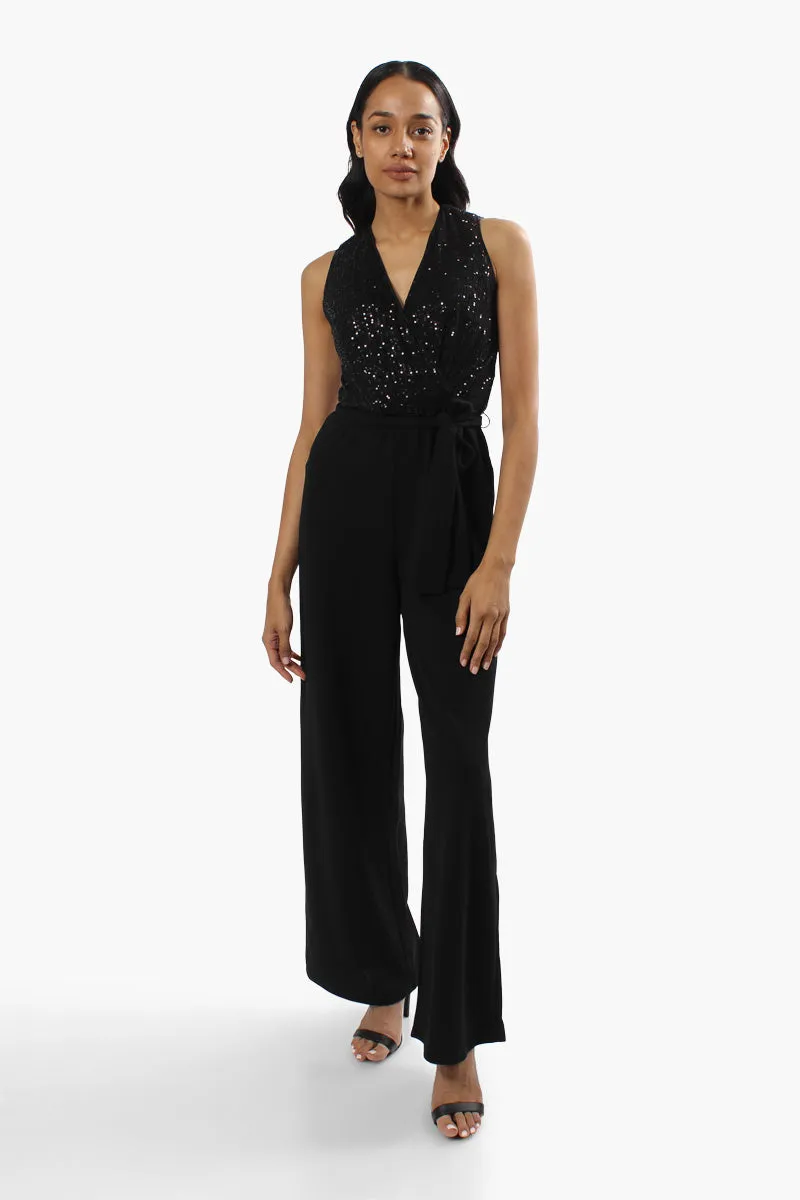 Limite Side Tie Sequin Jumpsuit - Black sold by Fairweather