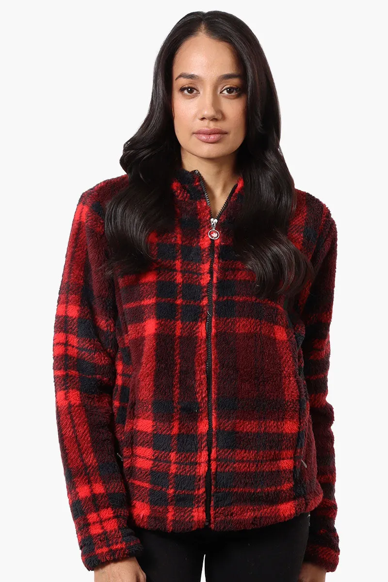 Canada Weather Gear Plush Plaid Hooded Lightweight Jacket - Red sold by Fairweather