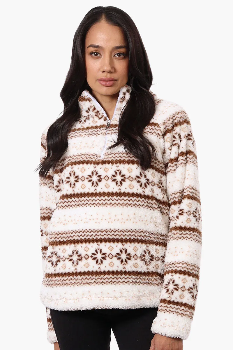 Canada Weather Gear Fair Isle Pattern 1/4 Zip Pullover Sweater - Brown sold by Fairweather