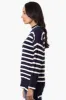 Beechers Brook Striped Mock Neck Pullover Sweater - Navy sold by Fairweather
