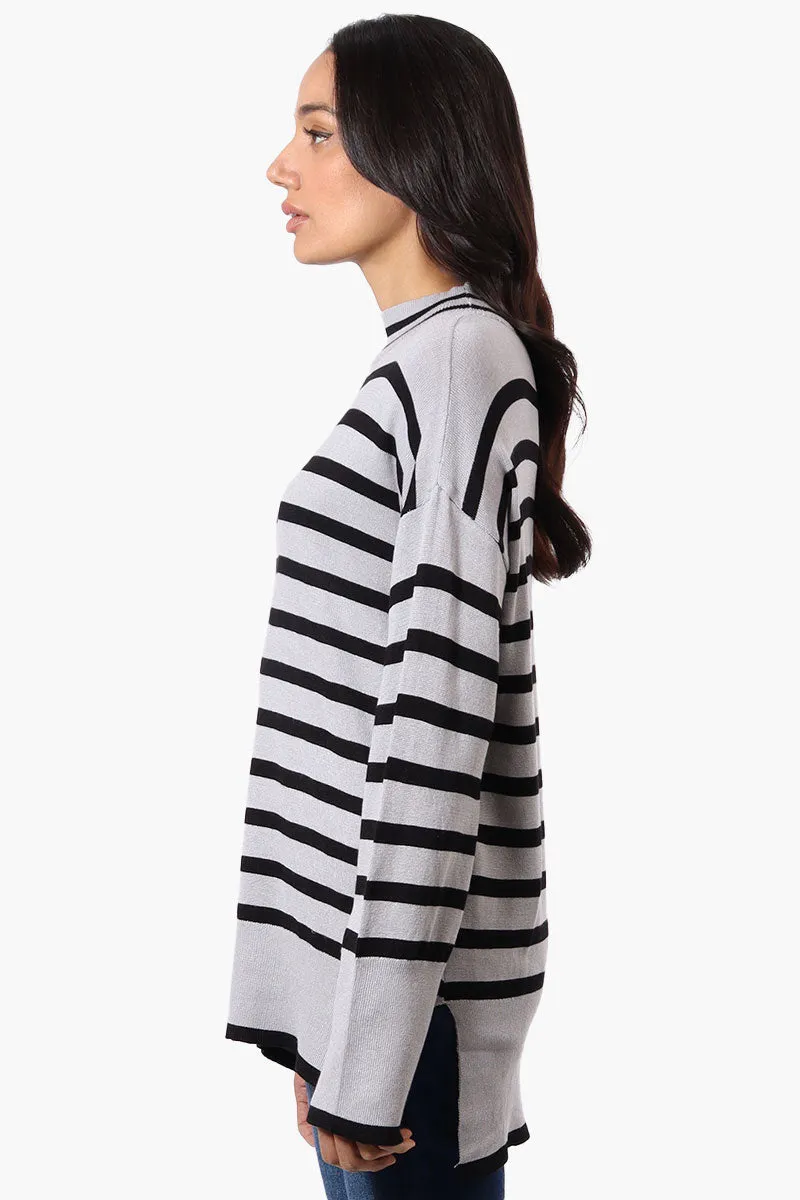 Beechers Brook Striped Mock Neck Pullover Sweater - Grey sold by Fairweather product image thumbnail 2