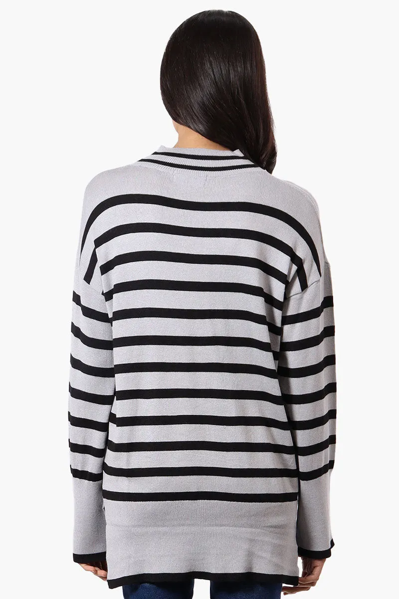 Beechers Brook Striped Mock Neck Pullover Sweater - Grey sold by Fairweather product image thumbnail 3
