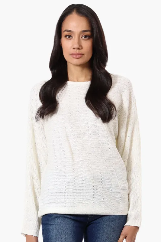 International INC Company Cable Knit Boat Neck Pullover Sweater - White sold by Fairweather