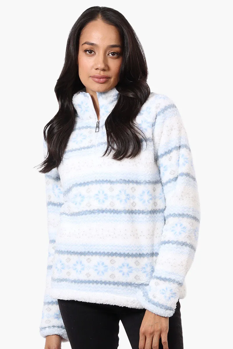 Canada Weather Gear Fair Isle Pattern 1/4 Zip Pullover Sweater - Blue sold by Fairweather