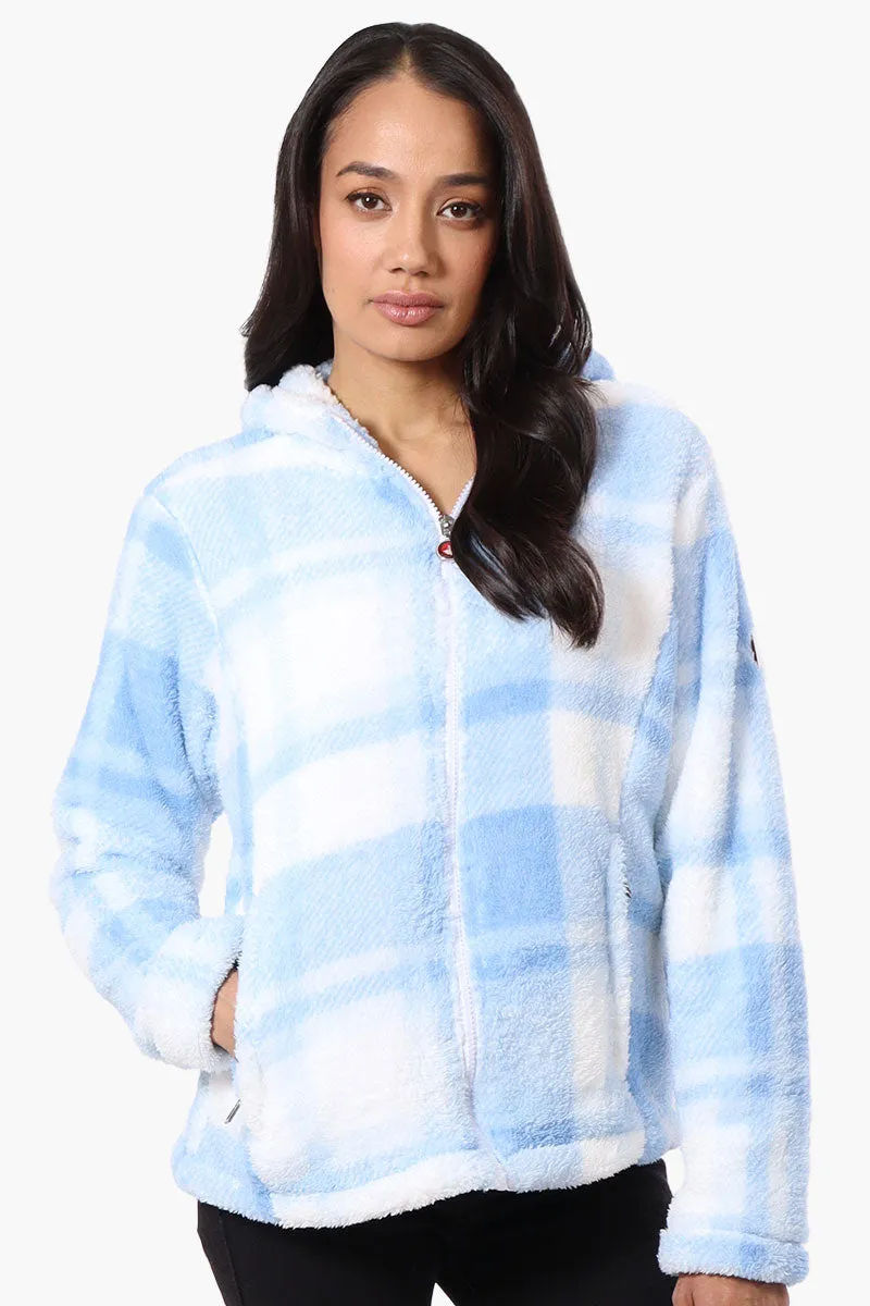 Canada Weather Gear Plush Plaid Hooded Lightweight Jacket - Blue sold by Fairweather