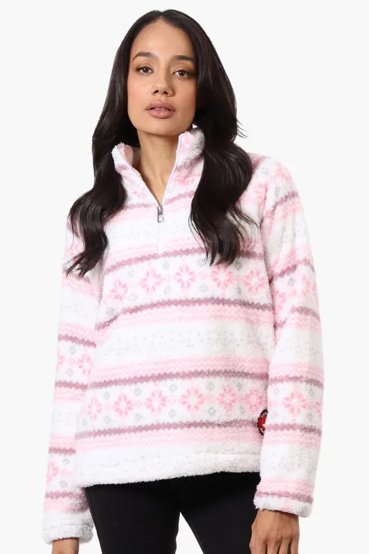 Canada Weather Gear Fair Isle Pattern 1/4 Zip Pullover Sweater - Pink sold by Fairweather