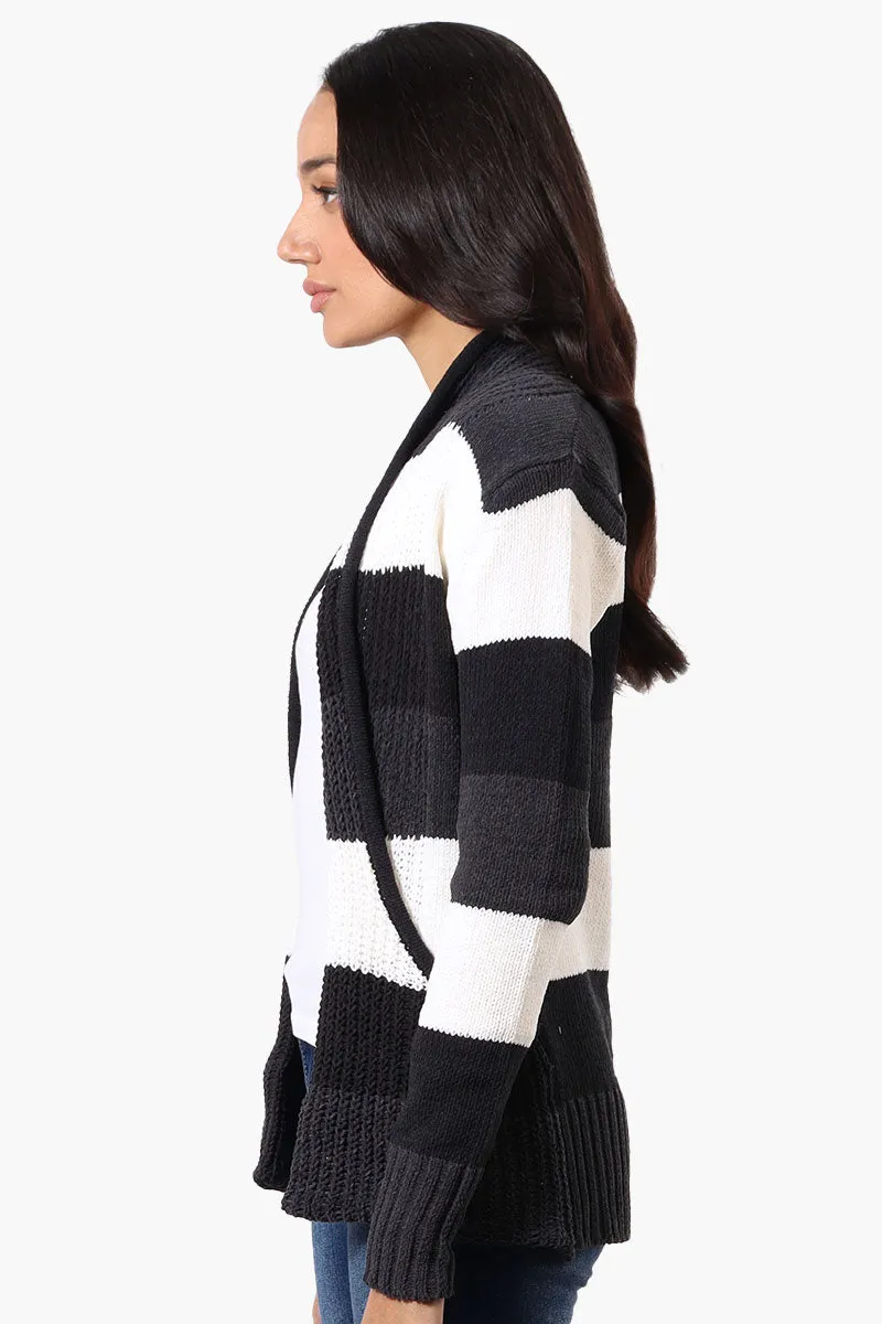 Beechers Brook Striped Fold Over Wrap Cardigan - Black sold by Fairweather product image thumbnail 2