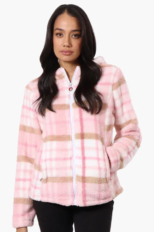 Canada Weather Gear Plush Plaid Hooded Lightweight Jacket - Pink sold by Fairweather