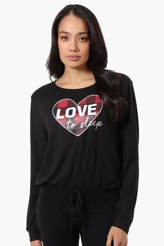 Cuddly Canuckies Love to Sleep Print Pajama Top - Black made by Fairweather