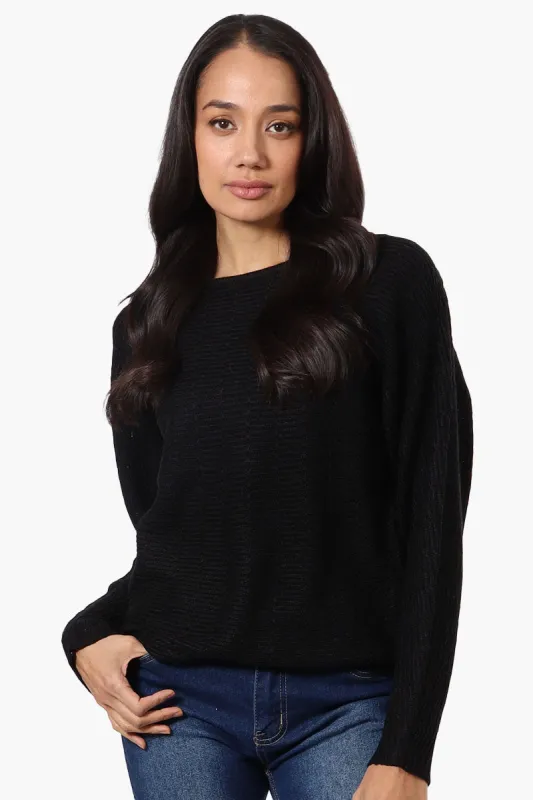 International INC Company Cable Knit Boat Neck Pullover Sweater - Black sold by Fairweather