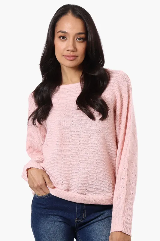 International INC Company Cable Knit Boat Neck Pullover Sweater - Pink sold by Fairweather
