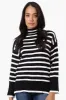 Beechers Brook Striped Mock Neck Pullover Sweater - Black sold by Fairweather