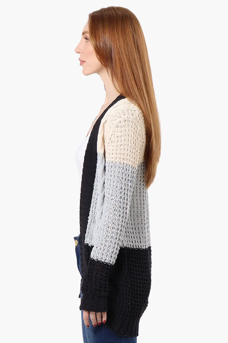 Beechers Brook Striped Colour Block Wrap Cardigan - Grey sold by Fairweather product image thumbnail 2