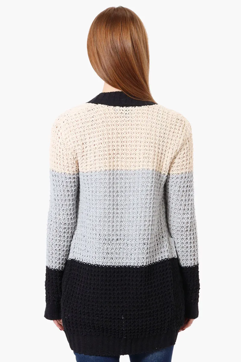 Beechers Brook Striped Colour Block Wrap Cardigan - Grey sold by Fairweather product image thumbnail 3