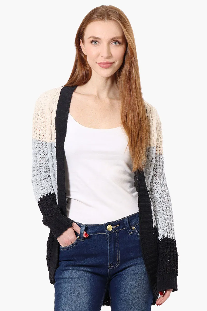 Beechers Brook Striped Colour Block Wrap Cardigan - Grey sold by Fairweather