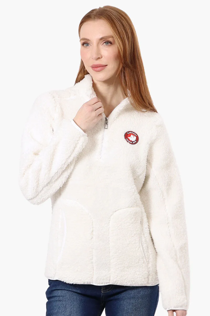 Canada Weather Gear 1/4 Zip Sherpa Pullover Sweater - White sold by Fairweather