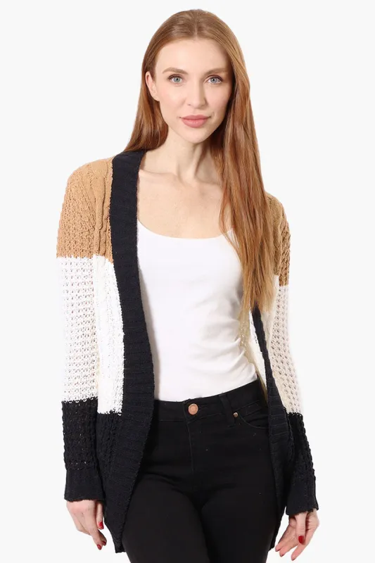 Beechers Brook Striped Colour Block Wrap Cardigan - Cream sold by Fairweather