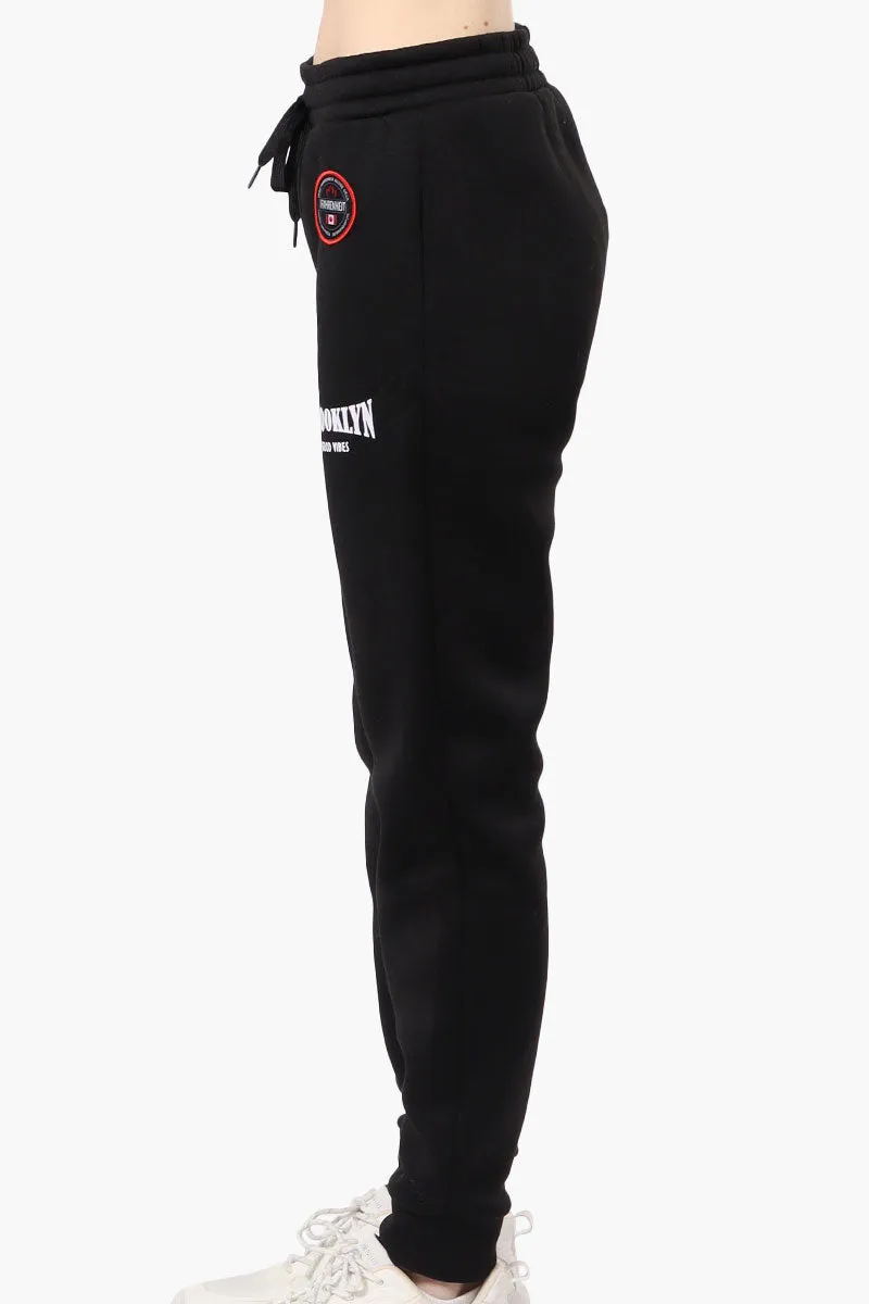 Fahrenheit Tie Waist Brooklyn Print Joggers - Black sold by Fairweather product image thumbnail 2