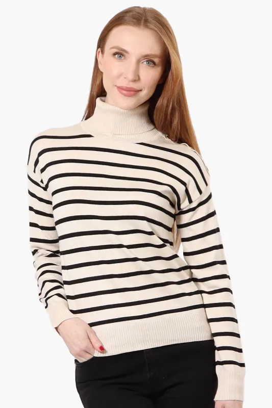 International INC Company Striped Turtleneck Pullover Sweater - Cream sold by Fairweather