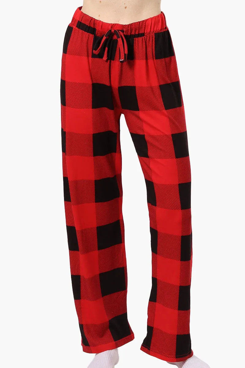 Cuddly Canuckies Plaid Wide Leg Pajama Pants - Red sold by Fairweather