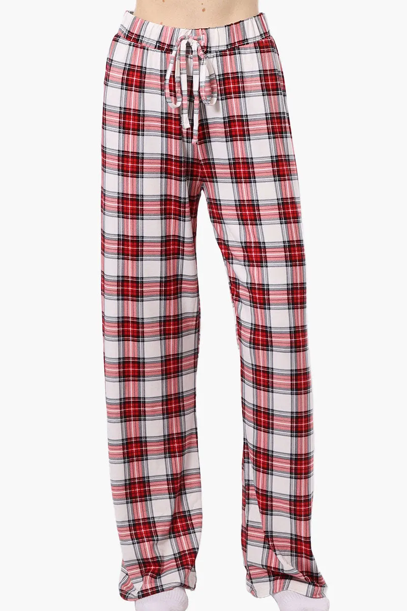 Cuddly Canuckies Plaid Wide Leg Pajama Pants - White sold by Fairweather