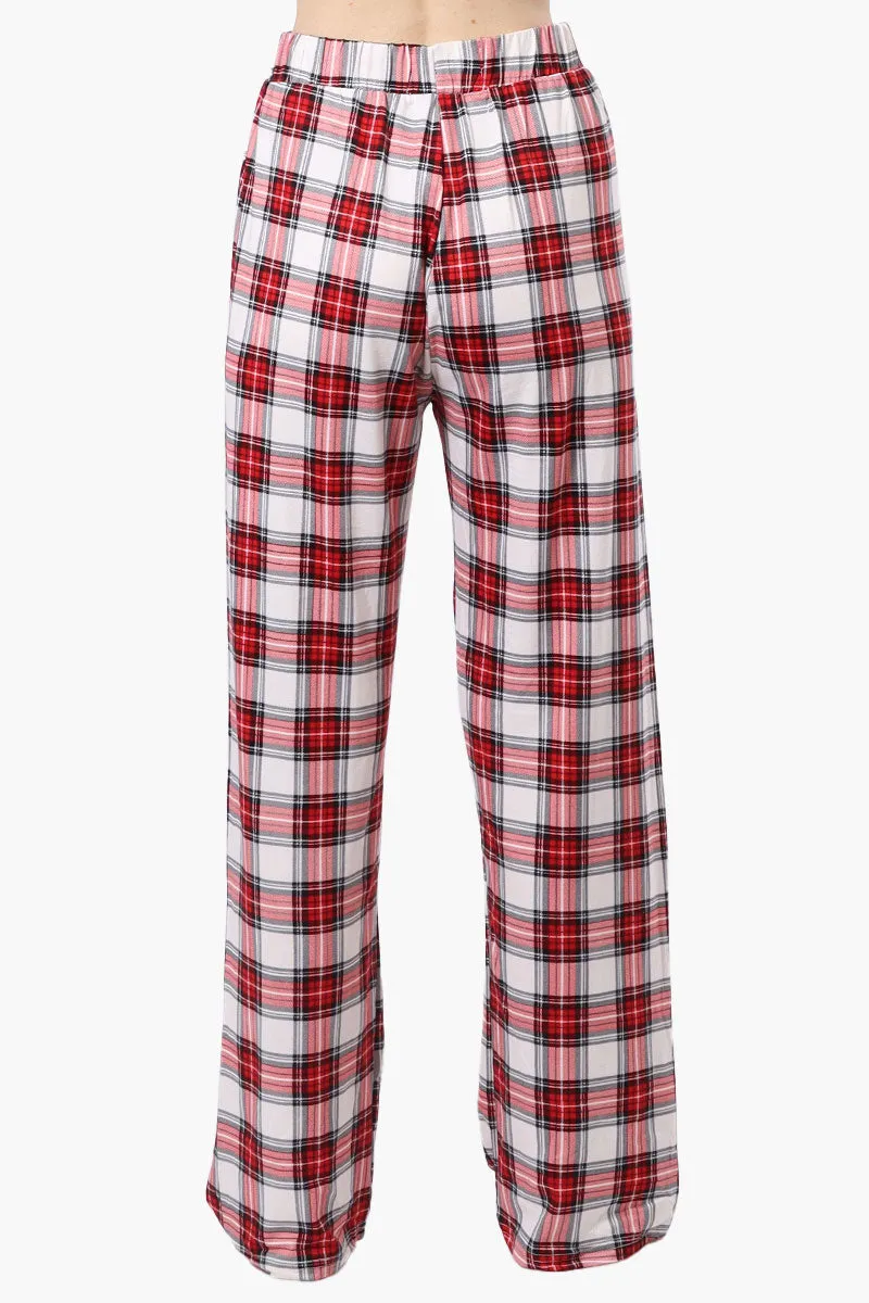 Cuddly Canuckies Plaid Wide Leg Pajama Pants - White sold by Fairweather product image thumbnail 3